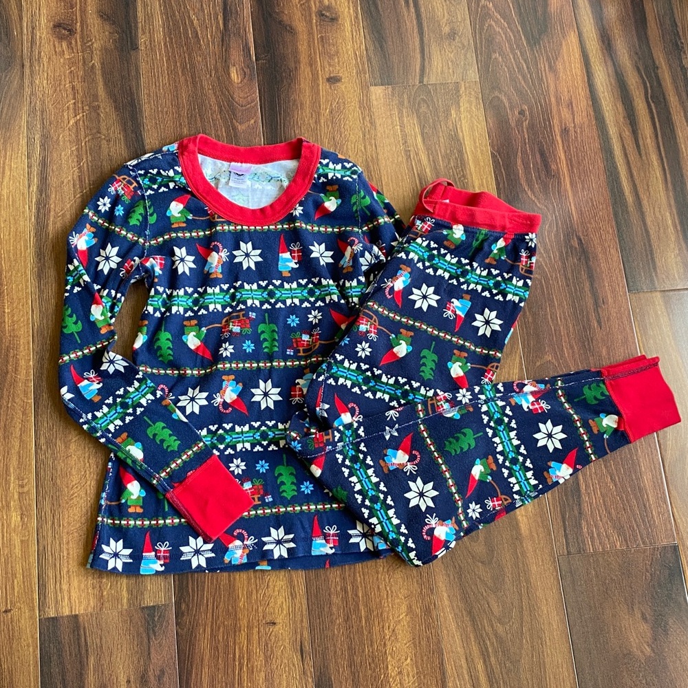 Hanna Andersson 100% Organic Cotton Christmas Gnome Elf Pajama 2 Piece Set